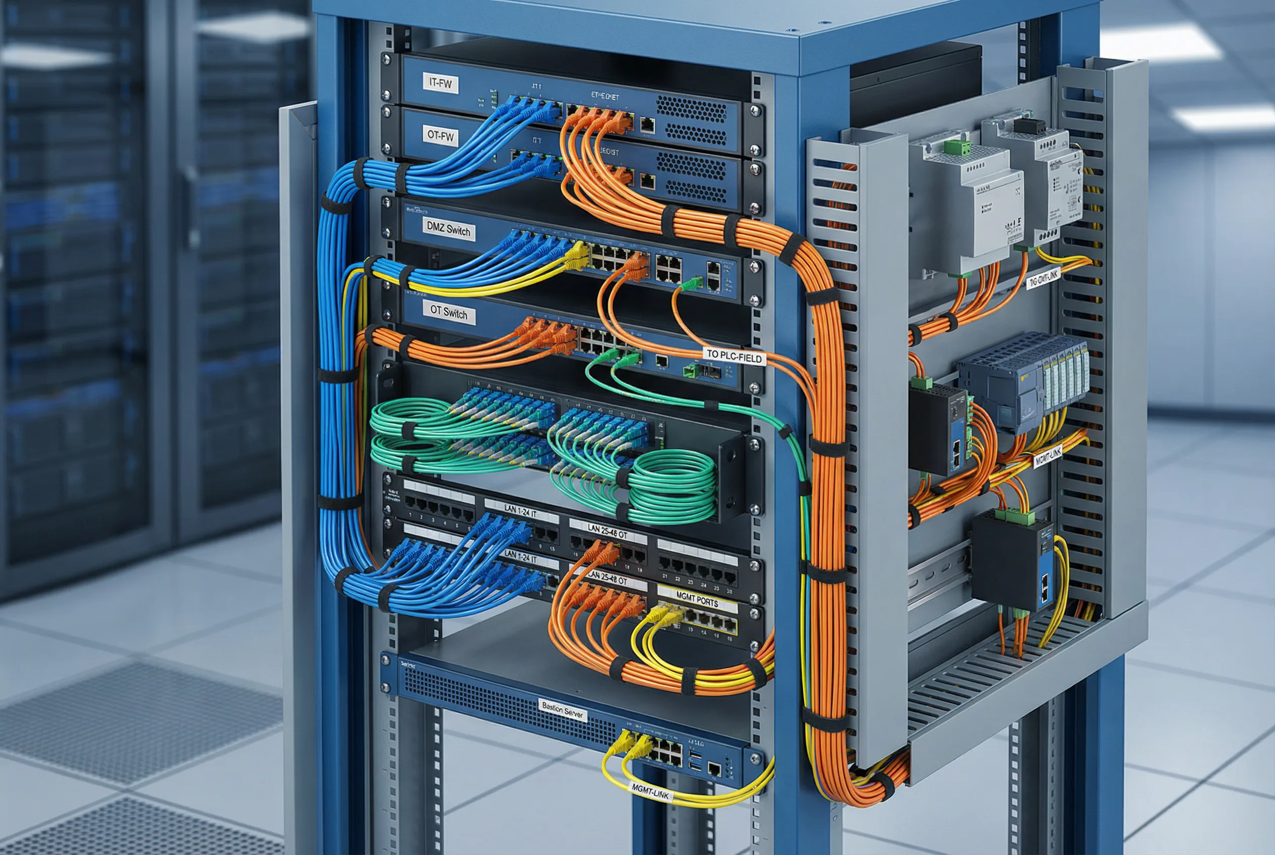 Industrial DMZ Cabinet Wiring and Device Connections